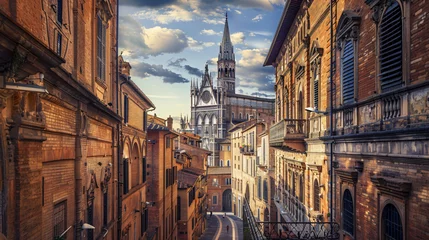 Papier peint photo autocollant rond Toscane The Cathedral of the medieval city of Siena in Tuscany
