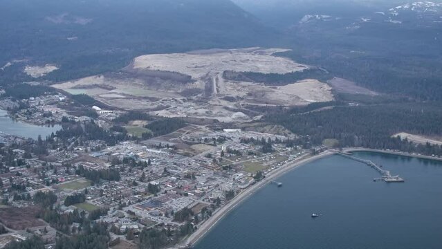 Aerial View of Sechelt Municipality and Quarry in British Columbia