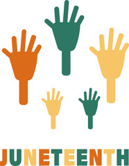 Obraz premium Juneteenth Freedom symbol logo with hands up symbol with freedom