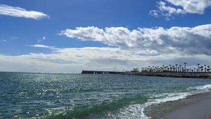 La Malagueta beach calm waves of Alboran Mediterranean sea naturea relaxation