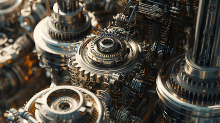 A steampunk machine with gears and cogs. - obrazy, fototapety, plakaty