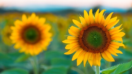 Fototapeta premium sunflowers in the field, field of sunflower