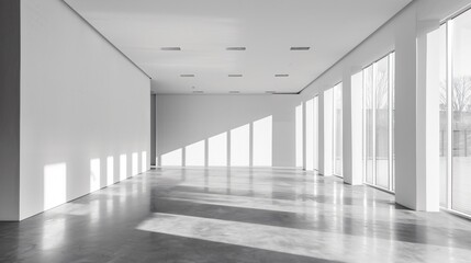 Artistic Study of Light Monochrome Patterns in an Empty Gallery Minimalist Art Concept