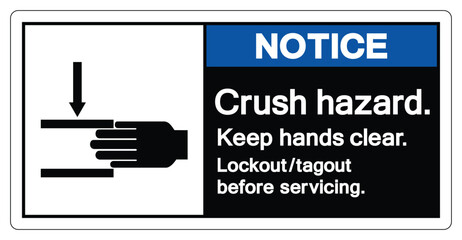 Notice Crush Hazard Keep Hands Clear Symbol Sign, Vector Illustration, Isolate On White Background Label .EPS10