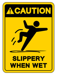 Caution Slippery When Wet Symbol Sign,Vector Illustration, Isolate On White Background Label. EPS10