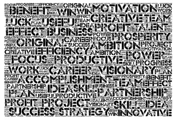 Black and White Business Success Concept Word Cloud