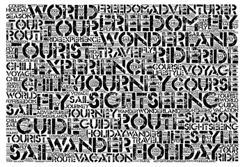 Travel and adventure themed word cloud design