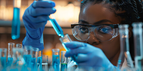 Young Black woman Scientist Working in Laboratory