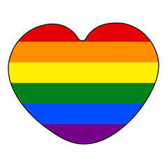 Unique rainbow Heart isolated on a clear background. Clipart for Pride Month. Vector illustration