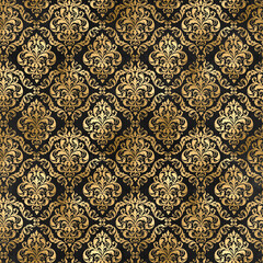  Black and Gold Damask, Pattern Digital Paper