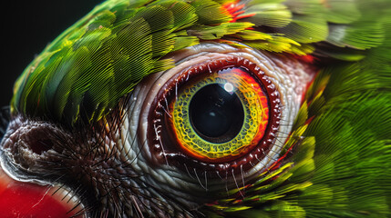 Kolorowe oko papugi w ujęciu macro. - obrazy, fototapety, plakaty