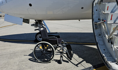 Wheelchair Attached to the Side of an Airplane