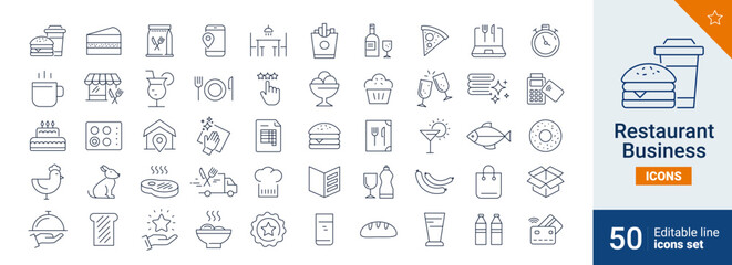 Restaurant icons Pixel perfect. Shop, food, drink, ...	
