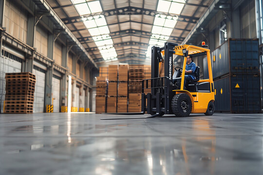 Emphasize the operational excellence of Port Botany with a clean and professional photo of a forklift in action.