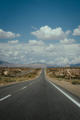 On the road in the desert areas of Mojave, California, during summer