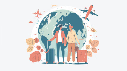 Air travel and tourism concept. Woman and man 