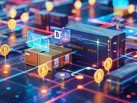 A visualization of a cryptocurrency-powered ecommerce transaction