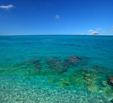 Beautiful transparent sea with blue sky