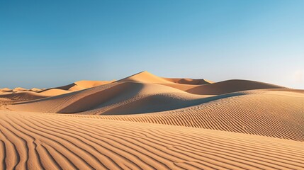 Fototapeta na wymiar beautiful desert landscape with sun rays and sand dunes.