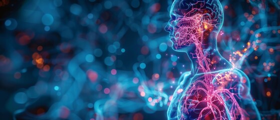 Human vascular system illustration rendered in 3D