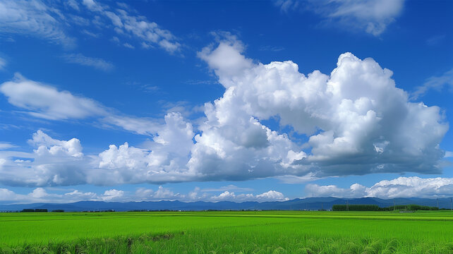 青空と夏の田園風景