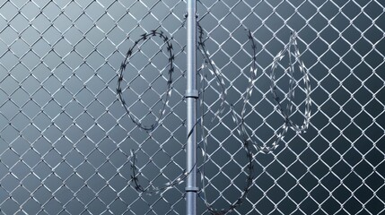 Stainless steel spiral barbed wire fence with spikes, realistic modern illustration on transparent background. Able to guard danger facilities or prisons with doodle element. - obrazy, fototapety, plakaty