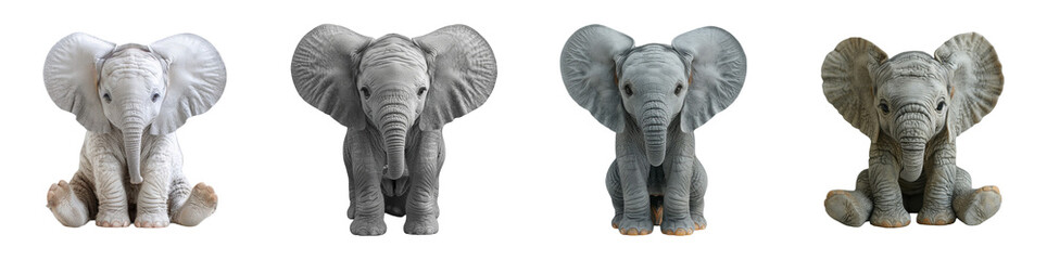 Fototapeta premium collection of baby elephant portraits, generated ai