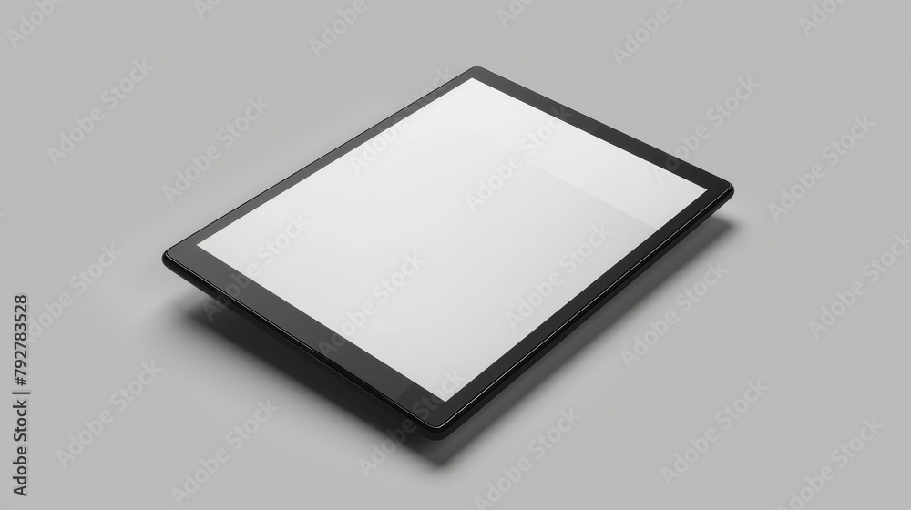 Poster symbol of a modern smart gadget with a blank digital display front and perspective view isolated on 