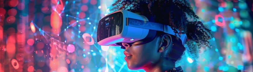 Digital artists creating a virtual reality exhibit on the impact of cryptocurrency in philanthropy