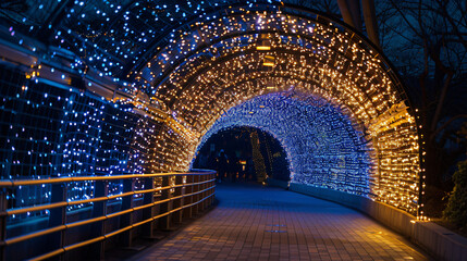 Tunnel of light at light garden in Nabana no sato. ..