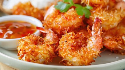 Delicious Coconut Shrimp - Perfectly Fried Deep Seafood Snack with Sweet Coconut Flavor