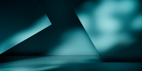 Abstract geometry studio scene with shadow and light. Blue background for luxury product display...