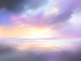 sun rays and purple clouds digital art for card decoration illustration