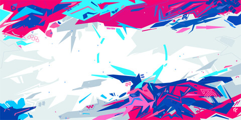 Trendy Cyber Abstract Urban Street Art Graffiti Style Vector Illustration Template Background