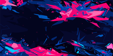 Cool Trendy Cyber Abstract Urban Street Art Graffiti Style Vector Illustration Template Background © Anton Kustsinski