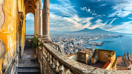 View on the city of Naples Italy 