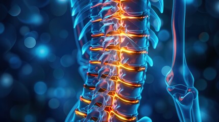 showing human spine or vertebral column with intervertebral disks AI generated - obrazy, fototapety, plakaty