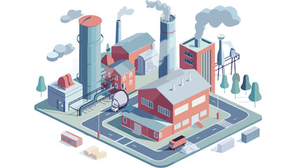 Chimney industry isometric on a background Hand drawn