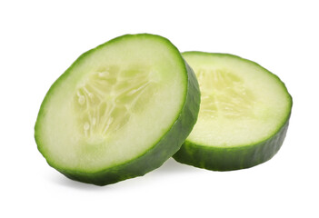 Slices of fresh cucumber isolated on white