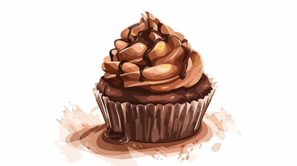 Chocolate cupcake illustration vector on white background