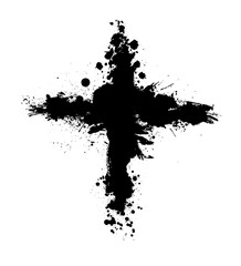 Hand drawn christian cross signs. Brush painted black icons. hand drawing. Not AI. Vector illustration