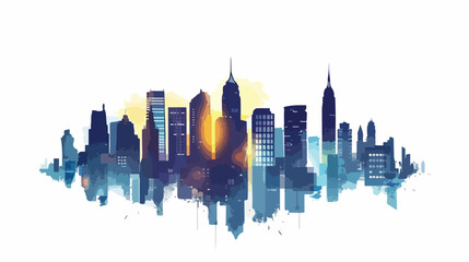 Cityscape silhouette isolated icon Hand drawn style vector