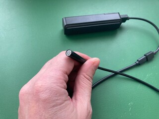 Probe endoscope video camera for examining bottlenecks