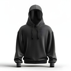 Sleek black hoodie mockup displayed on a vibrant White backdrop.Generated AI