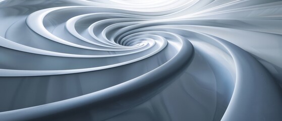 Sleek 3D abstract vortex, soft greys, minimalist modern art