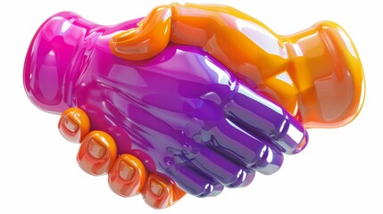 A handshake icon in 3D render. Business concept of partnership, co-operation and success. A handshake symbol, colleagues meeting.