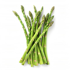 Bunch of Fresh Green Asparagus Spears Isolated on White. Generated by AI
