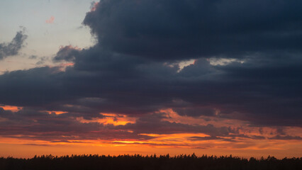 colorful dramatic sky with cloud at sunset

