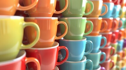 A row of colorful cups stacked on top of each other