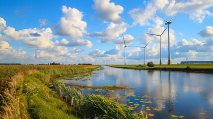 Wind turbines in a field in the Netherlands